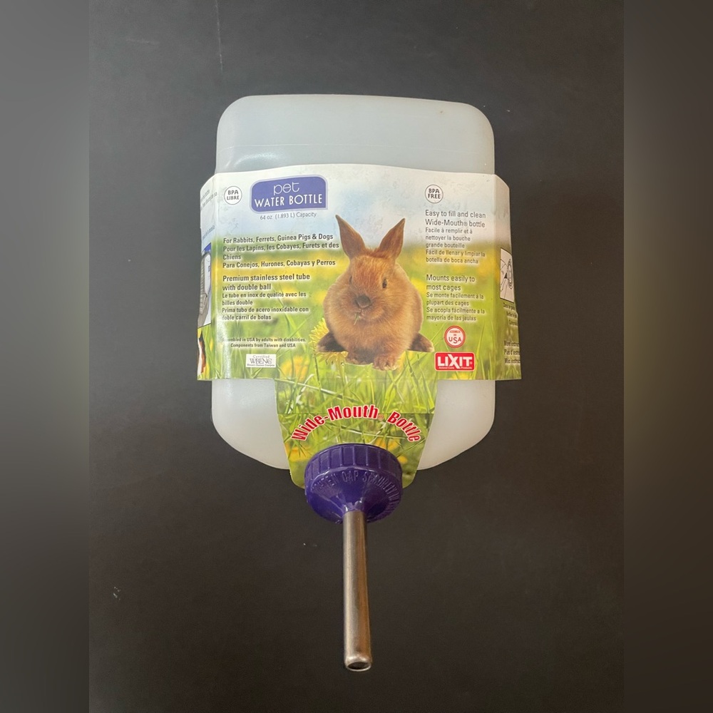 Lixit Wide Mouth Water Bottle for Rabbits and Small Animals, NWT
